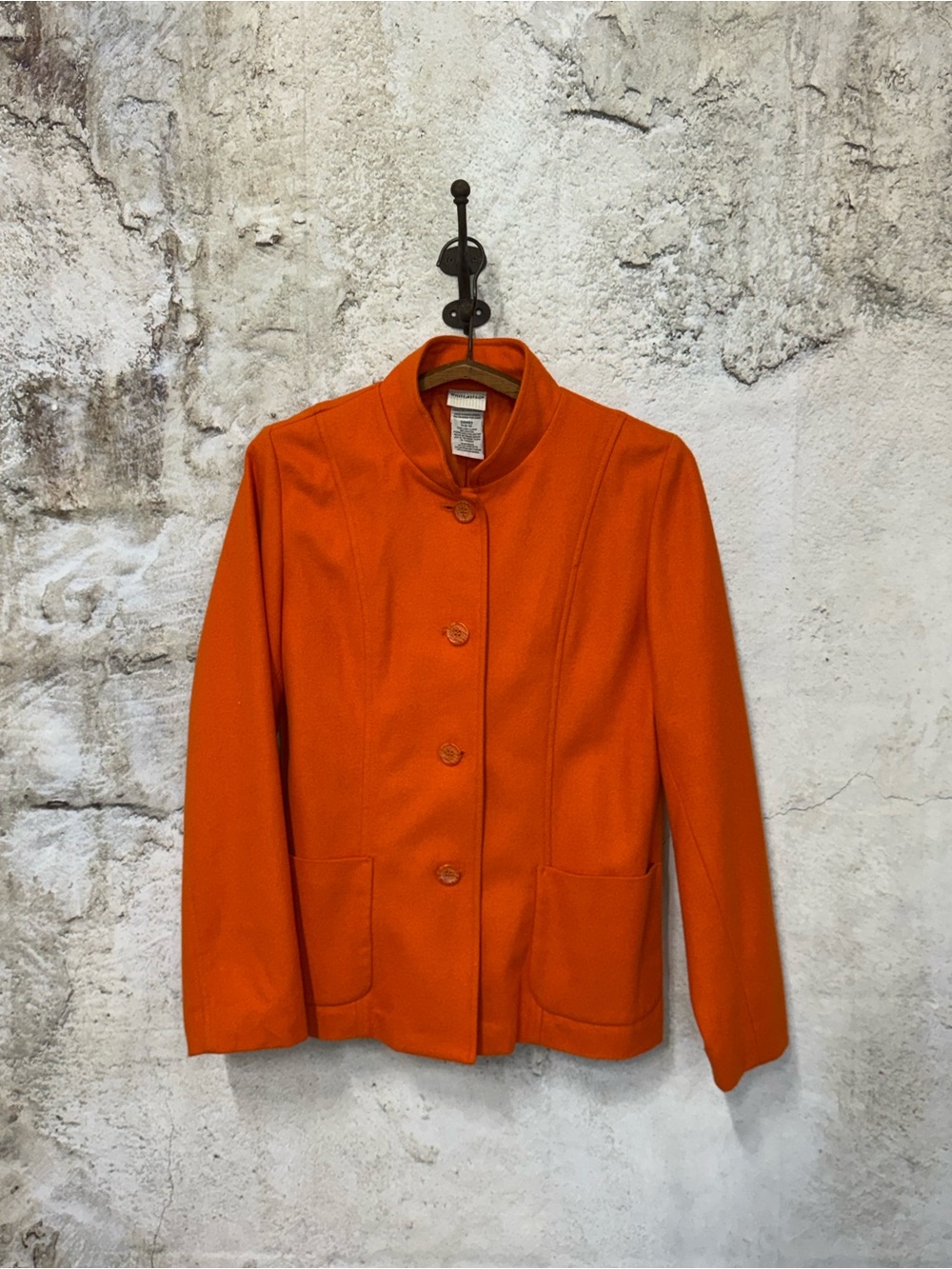 White Stag Vibrant Orange Stand-Collar Blazer